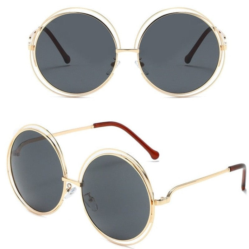 Oversized Round Sunglasses - Black / One Size