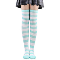 Thumbnail for Colorful Rainbow Striped Long Socks - Blue-White / One Size