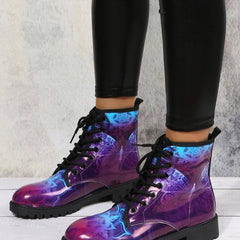 Butterfly And Skull Metallic Colors Short Boots