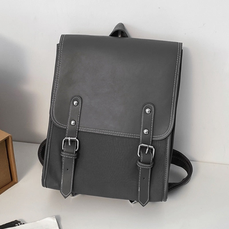 Retro Inner slot pocket School Backpack - Gray / One Size