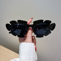 Thumbnail for Tinted Flower Shape SunGlasses - Black / Sunglasses