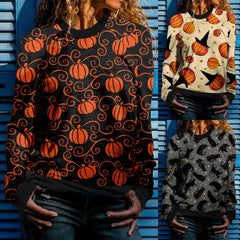 Halloween Print Long Sleeve Sweatshirt - Sweateshirt