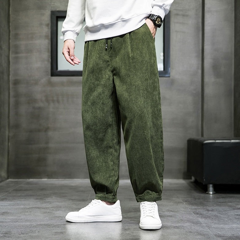 Corduroy Sweatpants Solid Color