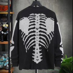 Skeleton V-Neck Knitted Cardigan