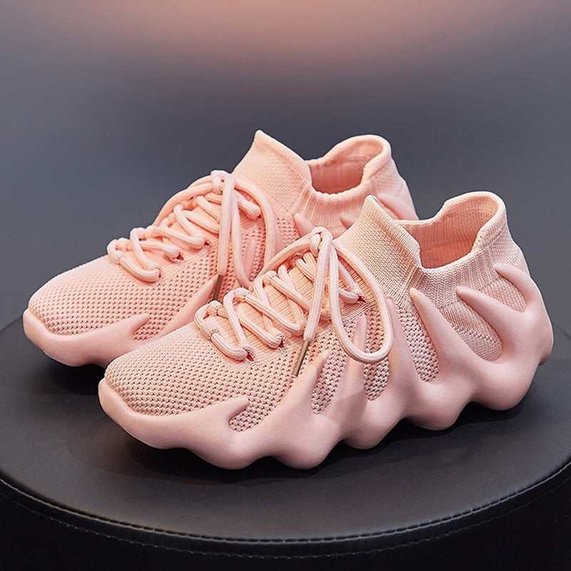 Futuristic Platform Breathable Sporty Sneakers - Pink / 35