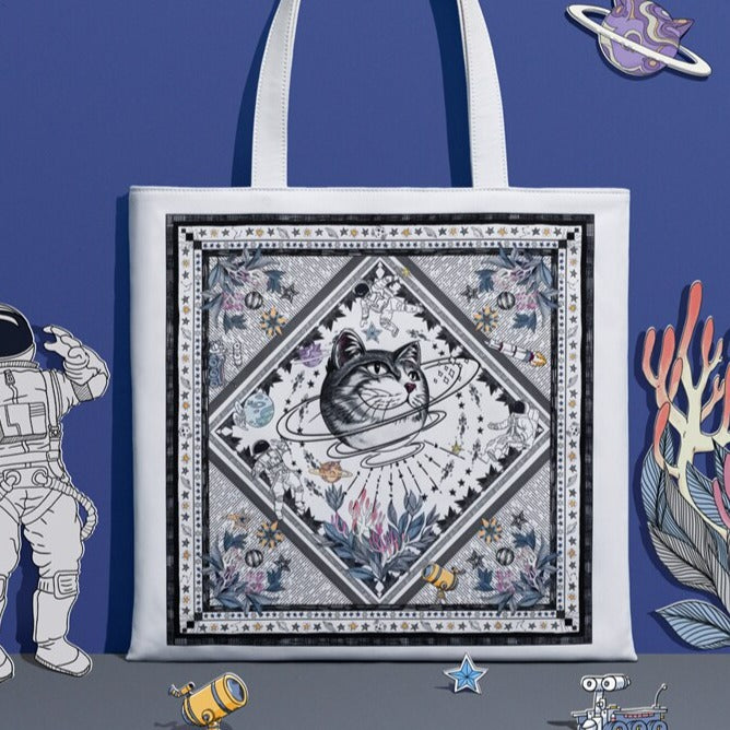 Universe Cat Astronaut Handbag - White / One Size