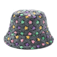 Thumbnail for Colorful Faux Fur Bucket Hat - Gray-Pink. / M 56-58cm
