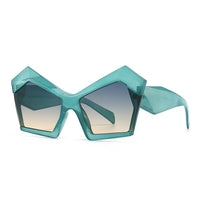 Thumbnail for Tinted Irregular Shape Sunglasses - Green Gradient Brown