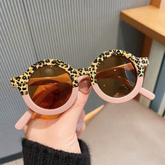 Vintage Round Double Color Sunglasses - Leopard Pink / One