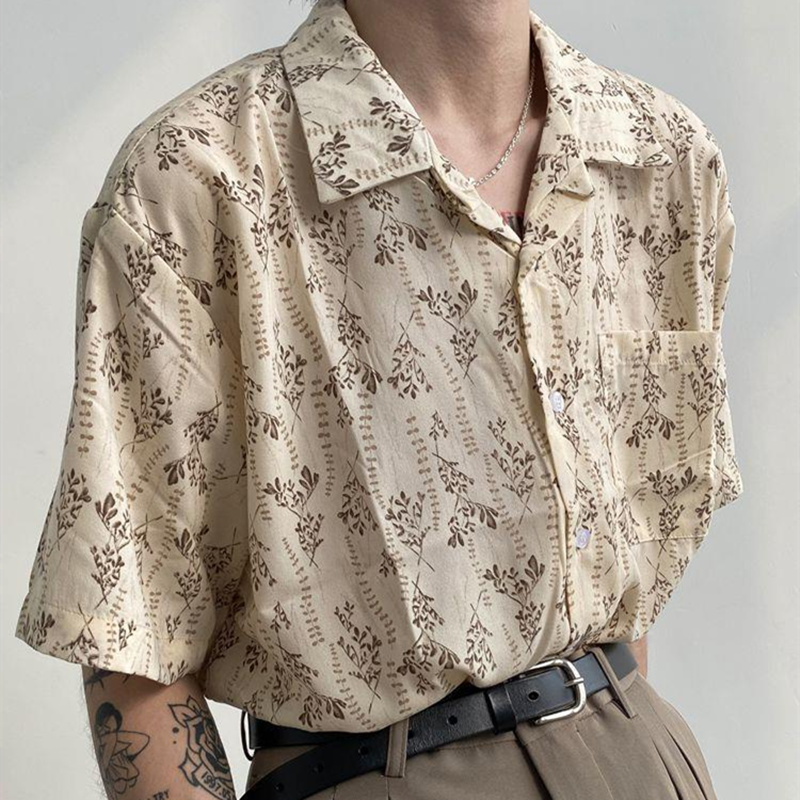 Harajuku Vintage Graphic Button Up Shirts - beige / S