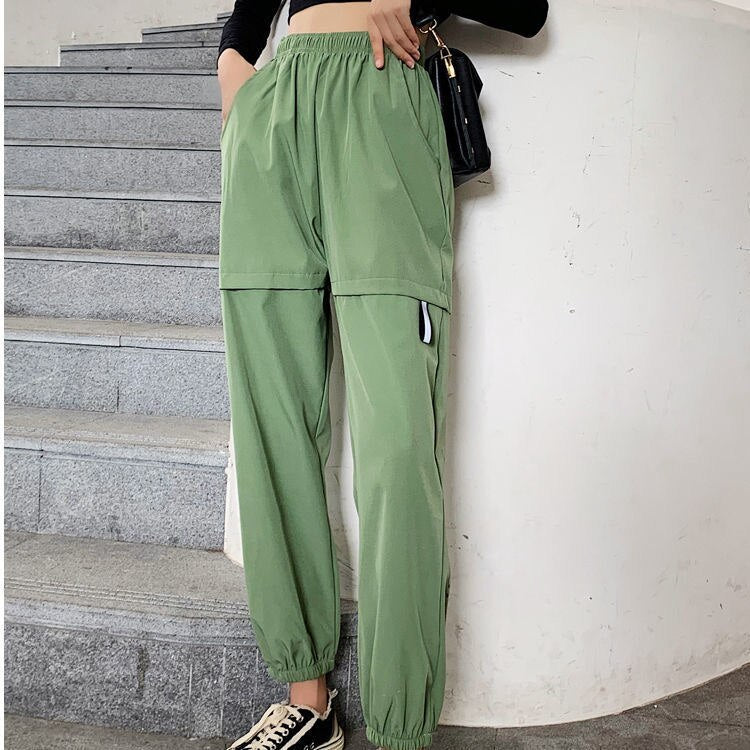 High Waist Baggy Sweatpants - green / S