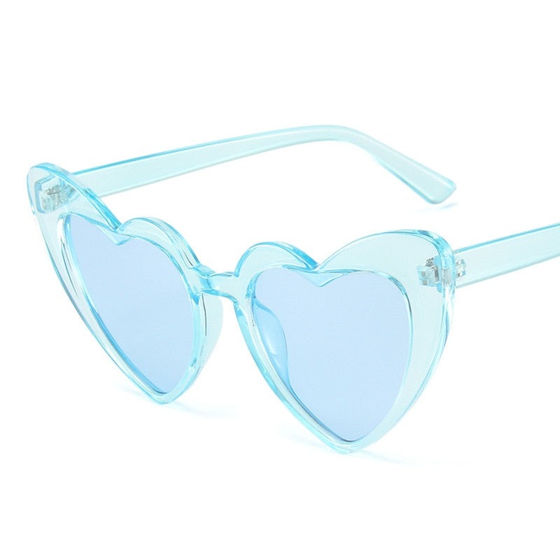 Heart Big Frame Eyewear Sunglasses - Light Blue / One Size