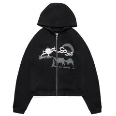 Gothic Oversize Jacket with Hood - Black 9 / S - jacket hood