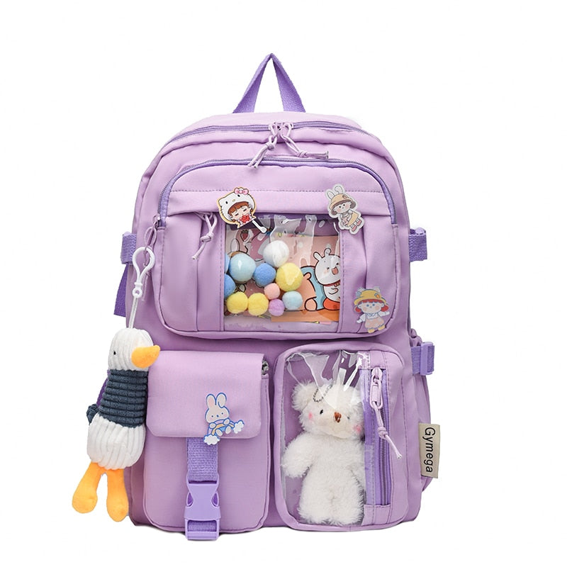 Cute Teddy Bear School Backpacks - Purple-Duck / Only Bag -