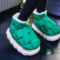 Thumbnail for Warm Plush Lining Wrapped Heel High Slippers - Green / 34-35