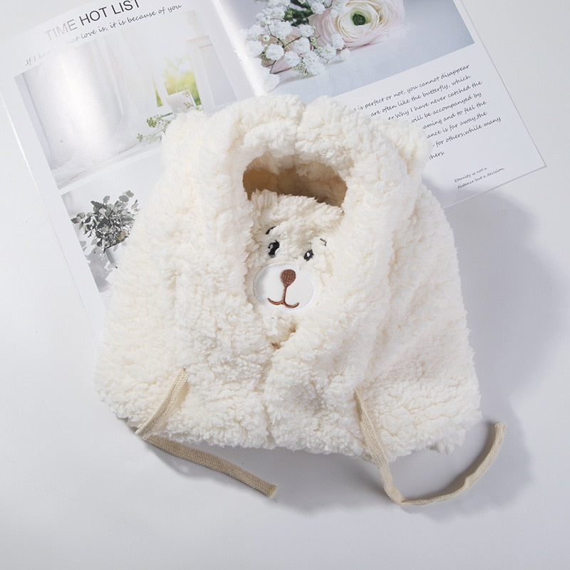 Cute Bear Winter Warm Balaclava - White / 56-58cm