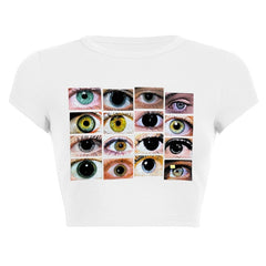 Different Eye Color Crop Top - White / S - crop top