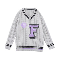 Thumbnail for Fair Focus V-Neck Knit Sweater - Gray / M