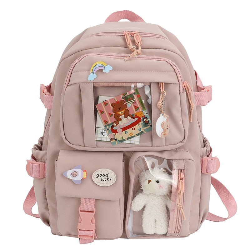 Cute Teddy Bear School Backpacks - Pink / Only Bag -