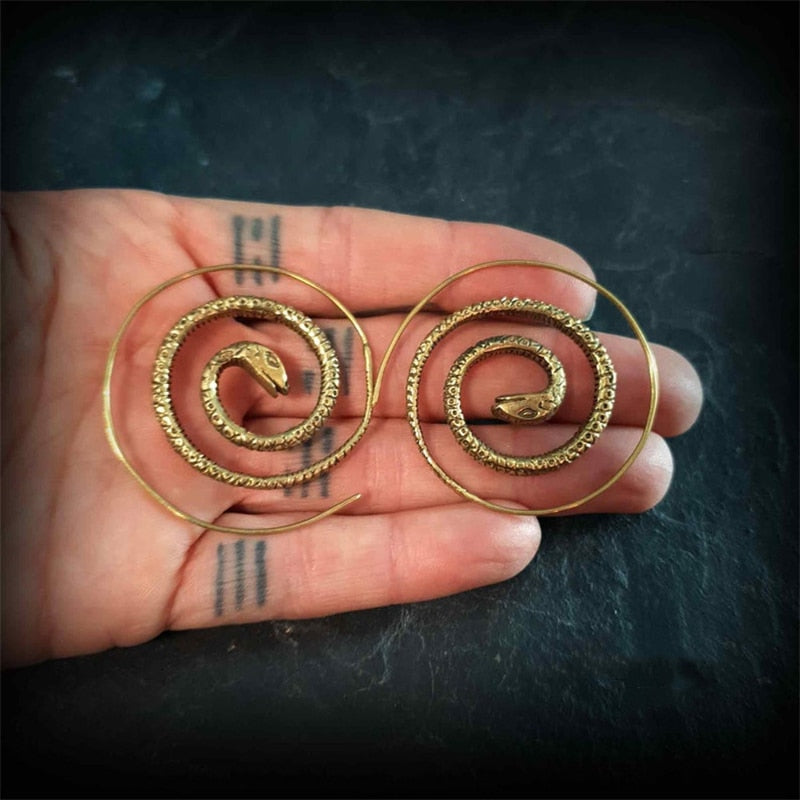 Vintage Egyptian Inspired Designs Large Hoop Earrings -