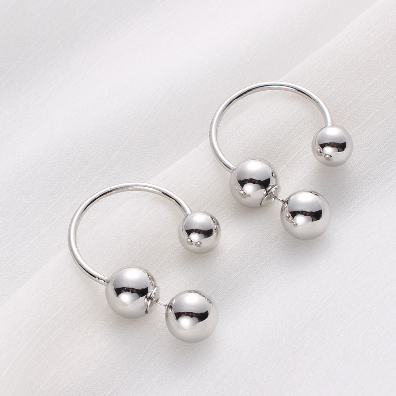 Minimalist Metal Circle Beads Stud Earrings