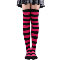 Thumbnail for Colorful Rainbow Striped Long Socks - Black-Red / One Size -