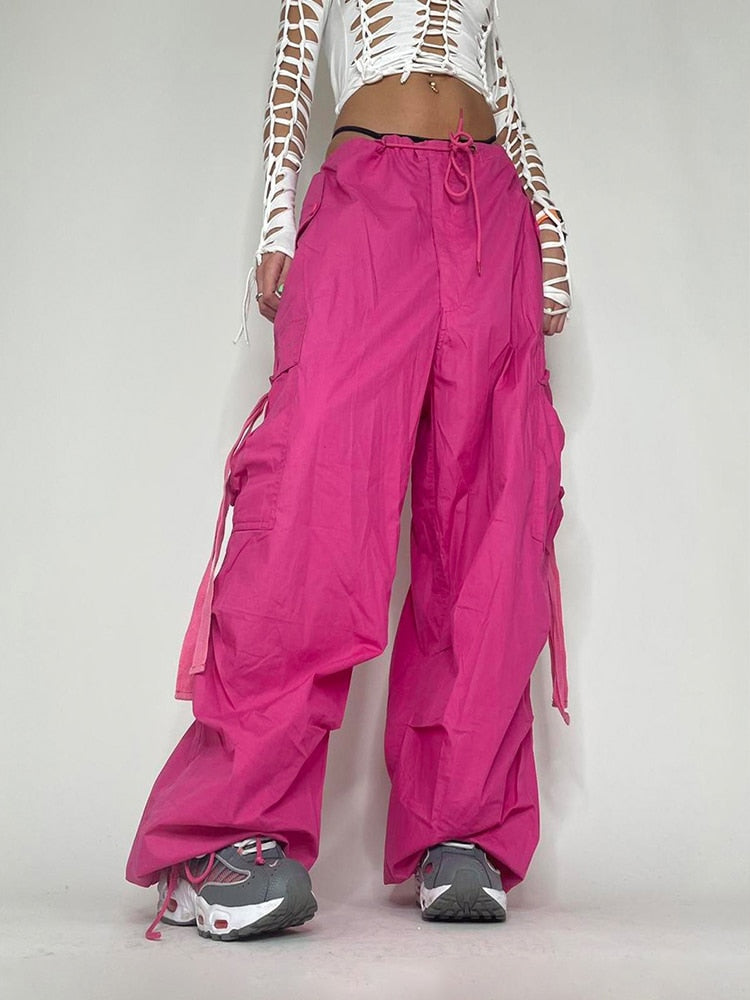 Pink Capris Lace-Up Ribbon Pants - 1 / S