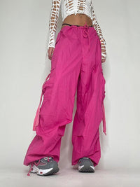 Thumbnail for Pink Capris Lace-Up Ribbon Pants - 1 / S