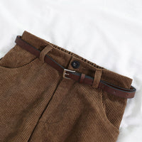 Thumbnail for Solid Color Vintage Corduroy High Waist Loose Pants
