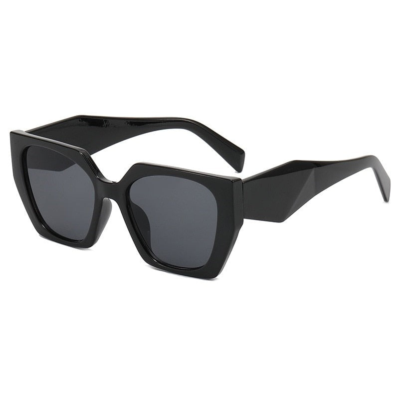 Square Polygonal Sunglasses - Bright-Black-Gray / One Size