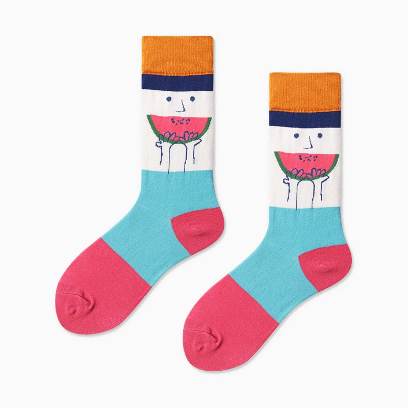 Creative Colorful Socks - Pink-Sky Blue / One Size