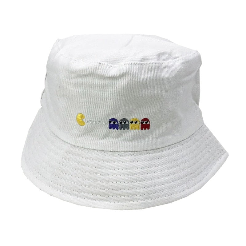 Funny Embroidered Foldable Bucket Hat - White/Eat / One Size