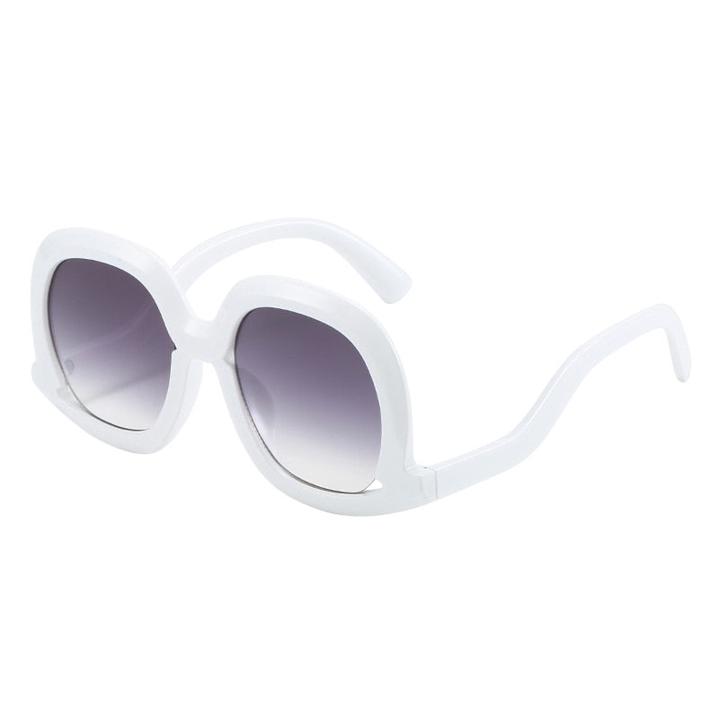 Hollow Oval Gradient Sunglasses - White-Gray / One Size