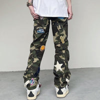 Thumbnail for Embroidered Military Camouflage Pants With Multiple Pockets