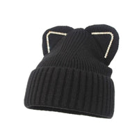 Thumbnail for Gradient Color Winter Soft Knitted Beanie - Black-Ears / One