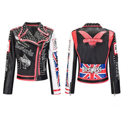 Rocker With Studded and Patches Jackets - Black-Red / S