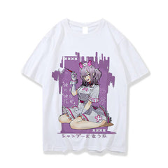 Loose Nurse Anime Purple Background T-shirts - White / XS -