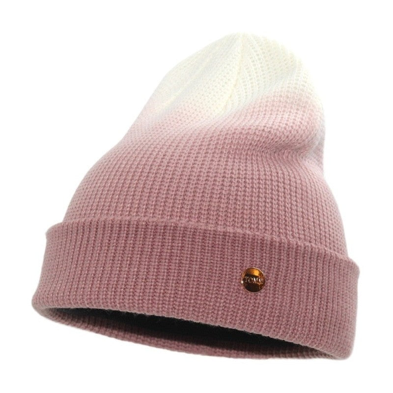 Gradient Color Winter Soft Knitted Beanie - Light