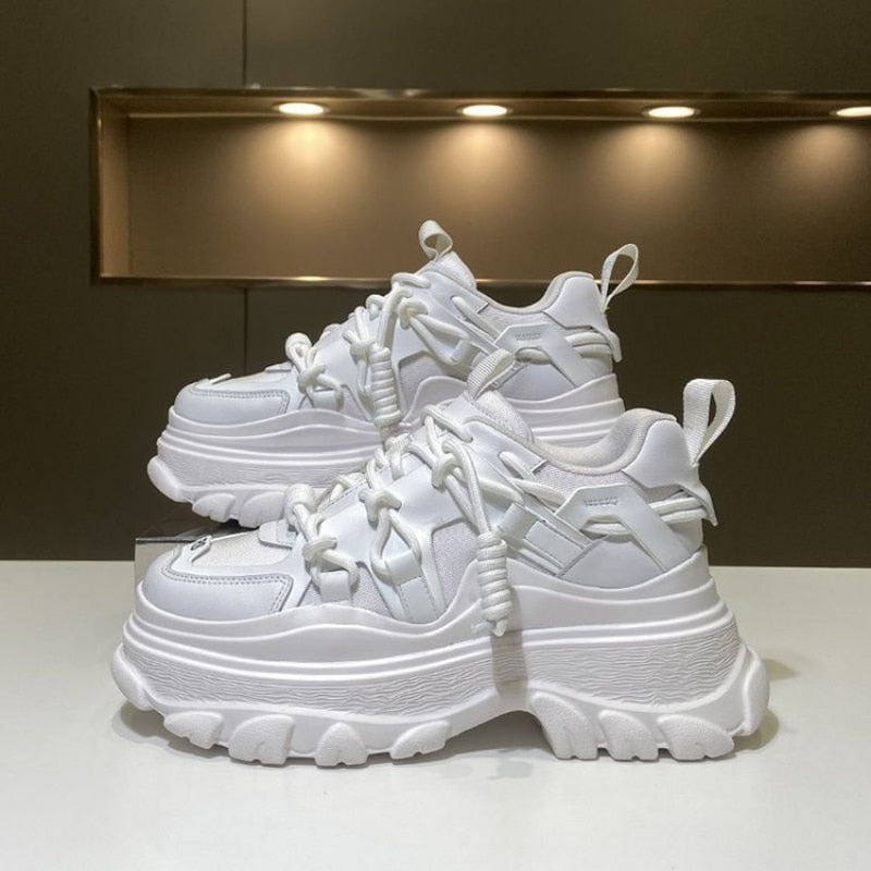 Chunky Vulcanized Platform Sneakers - White / 35