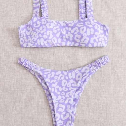Leopard Thong Bikini - Ligth Purple / S