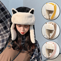 Thumbnail for Warm Cat Ears Faux Fur Bomber Hat