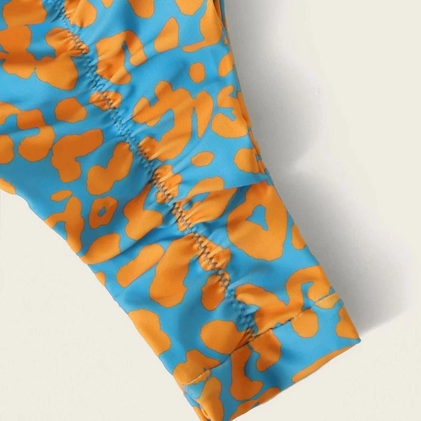 Leopard Thong Bikini - Orange / S