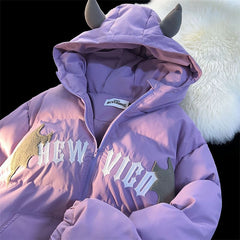 New Vigo Horned Hooded Jacket - Purple / S