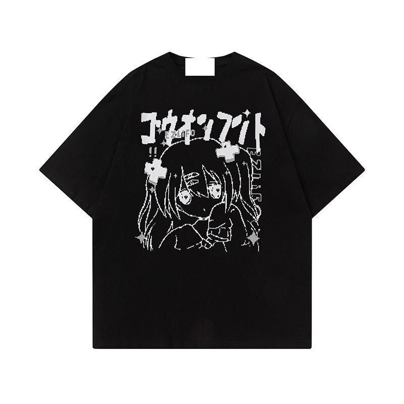 Harajuku Anime Pastel Goth Print T-Shirts - Black / XS -