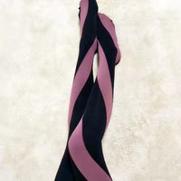 Thumbnail for Contrast Color Twist Stockings - Black- Pink / One Size
