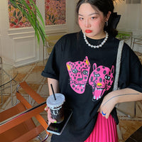 Thumbnail for Pink Leopard Short Sleeve Loose T-Shirt