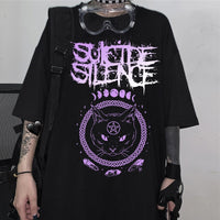 Thumbnail for Suicide Silence Cat T-Shirt Short Sleeve - Black / XS -