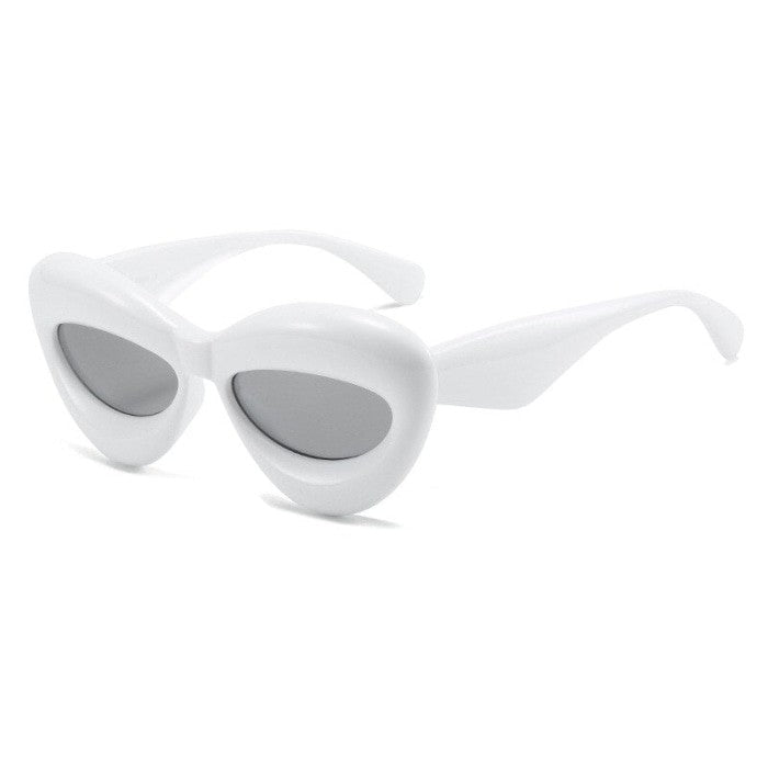 Unique Candy Color Lip Sunglasses - White / One Size