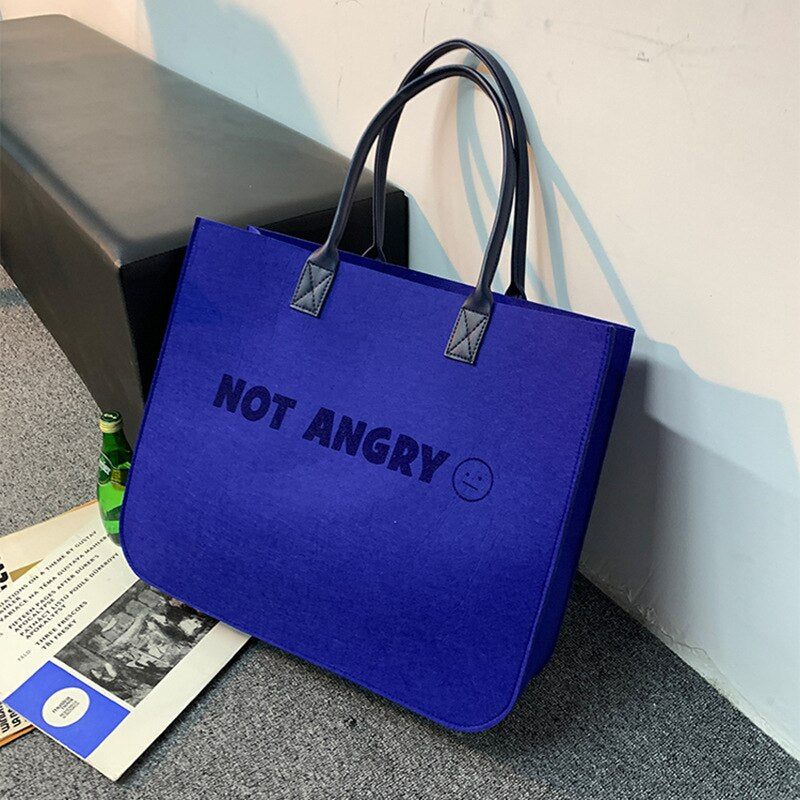 Not Angry Round Handle Bag Blue - Handbag