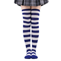 Thumbnail for Colorful Rainbow Striped Long Socks - White-Blue / One Size